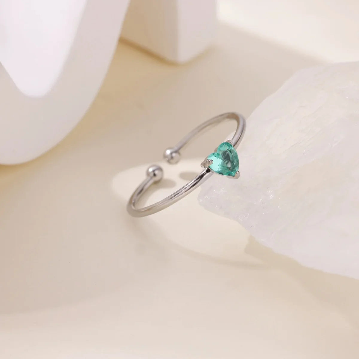 2025 Birth Colorful Cubic Zircon Heart Opening Rings For Women Fashion Dainty Stainless Steel Princess Ring Jewelry Wedding Gift Vera Lux