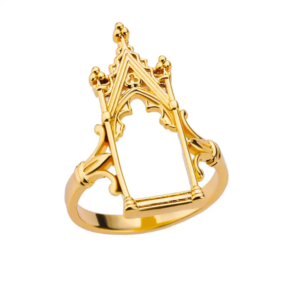 Stainless Steel Magic Mirror Rings For Women Gold Plated Aesthetic Wedding Ring Castle Flower Leaf Design Lighjt Luxury Jewelry Vera Lux