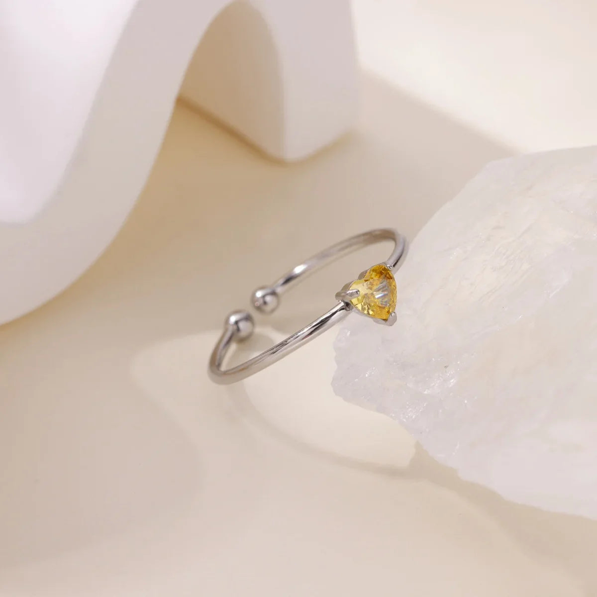 2025 Birth Colorful Cubic Zircon Heart Opening Rings For Women Fashion Dainty Stainless Steel Princess Ring Jewelry Wedding Gift Vera Lux