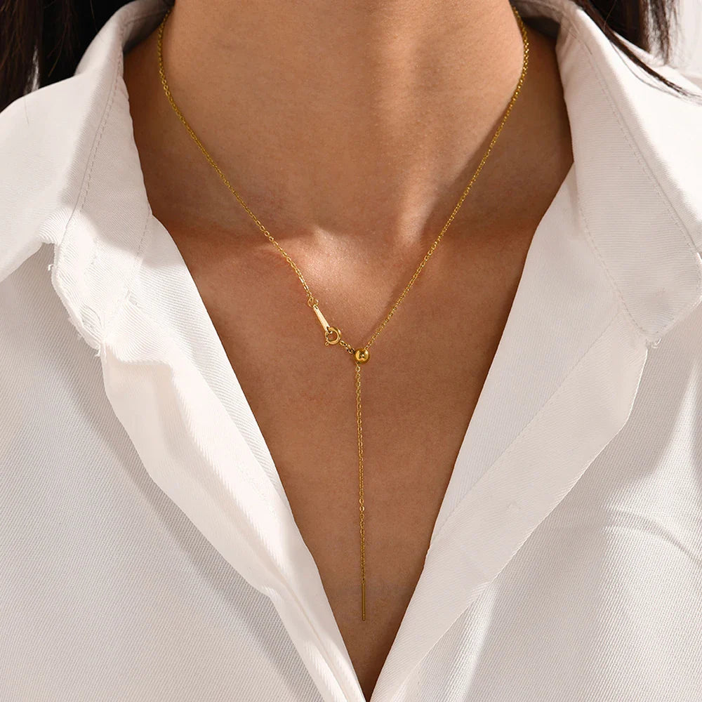 eManco Adjusta Long Layered Pendant Necklace  Stainless Steel Necklace Chocker Necklaces for Women Fashion Jewelry YX26925 Vera Lux