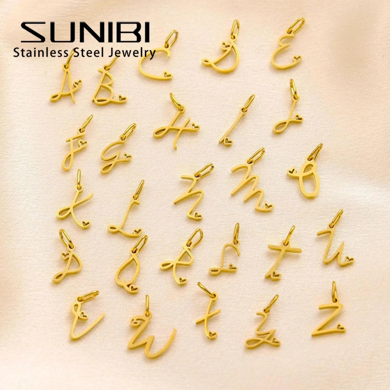 SUNIBI Personalized Initial Letter Heart Stainless Steel Accessories for Woman Necklace Ladies Jewelry Charm Gifts Wholesale Vera Lux