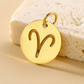 SUNIBI DIY Stainless Steel Disc Components 12 Zodiac Charms for Handmade Jewelry Making Designer Gold Plated Charms for Bracelet Vera Lux