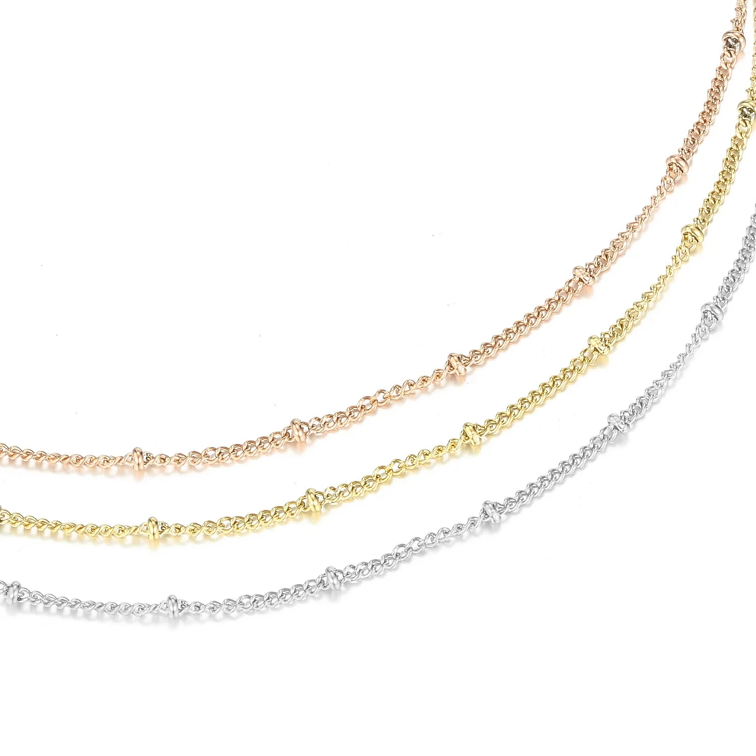 SUNIBI Stainless Steel Chain Necklace for Women Gold Color Thin Choker Bead Chain Necklace Jewelry Wholesale Dropshipping Vera Lux