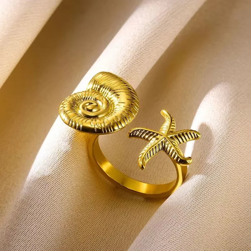 Stainless Steel Flower Open Rings For Women Trend Wedding Heart Jewelry Gold Color Geometric Hollow Ring Daily Accessories Gift Vera Lux