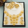 Big Woman Jewelry Set Dubai Gold Plated Earrings Necklace Copper Multiple Small Circle Design Flower Bride Bangle Rings Gift Vera Lux