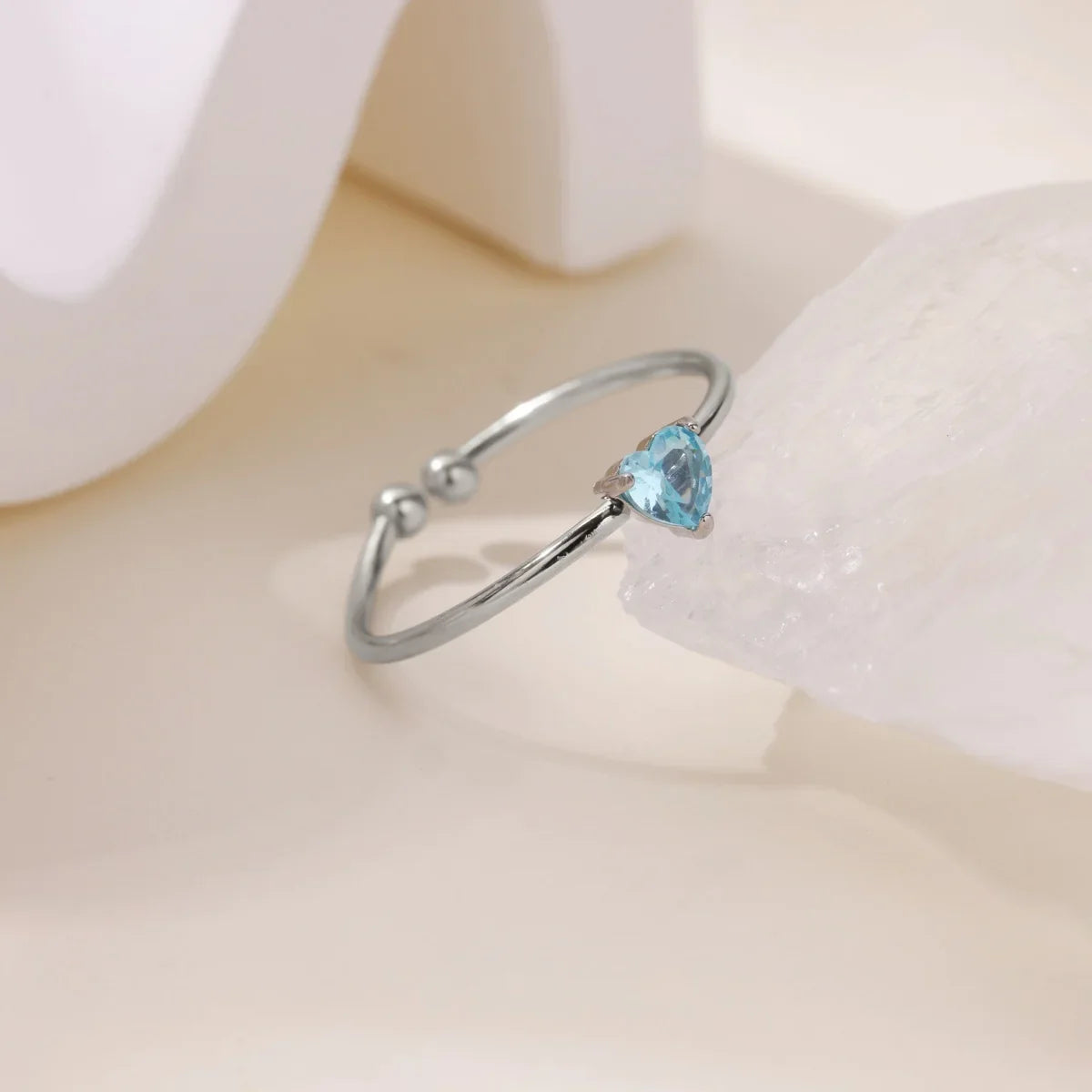 2025 Birth Colorful Cubic Zircon Heart Opening Rings For Women Fashion Dainty Stainless Steel Princess Ring Jewelry Wedding Gift Vera Lux