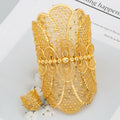 Dubai Cuff Bangle Women Arab 18K Gold Plated Bracelet Ring Luxury Large Round  Jewelry Copper Wedding Ethiopia Bridal Gifts Vera Lux