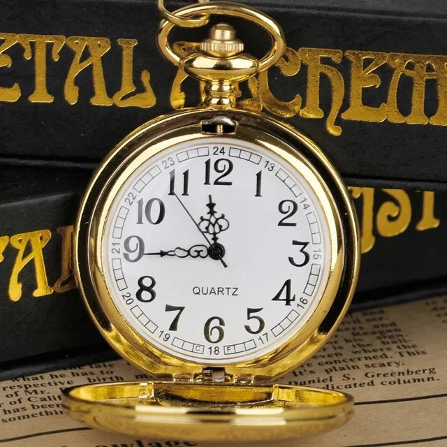 Luxury Gold Quartz Pocket Watch Gift Box Set For Family Fashion Casual Necklace Pendant Unisex Pocket&Fob Chain Watches with Box Vera Lux