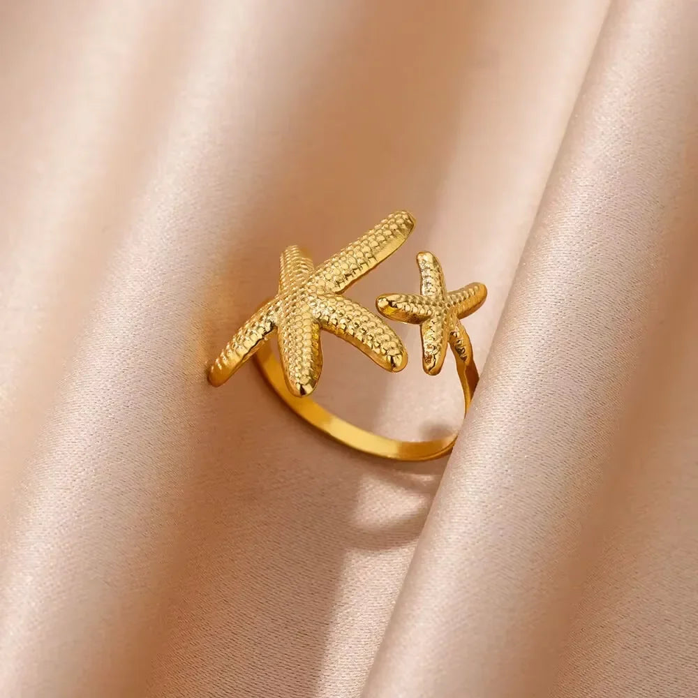 Stainless Steel Flower Open Rings For Women Trend Wedding Heart Jewelry Gold Color Geometric Hollow Ring Daily Accessories Gift Vera Lux