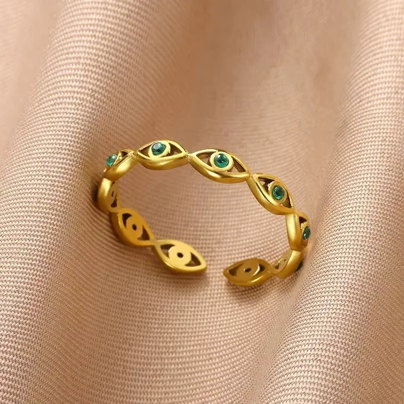 Stainless Steel Flower Open Rings For Women Trend Wedding Heart Jewelry Gold Color Geometric Hollow Ring Daily Accessories Gift Vera Lux
