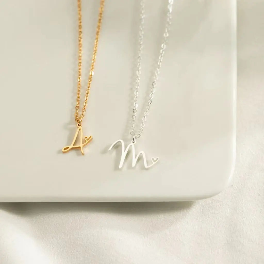 SUNIBI Stainless Steel Initial Necklace for Woman 26 Art Letters Heart DIY Pendant Necklace Gift Jewelry Wholesale Dropshipping Vera Lux