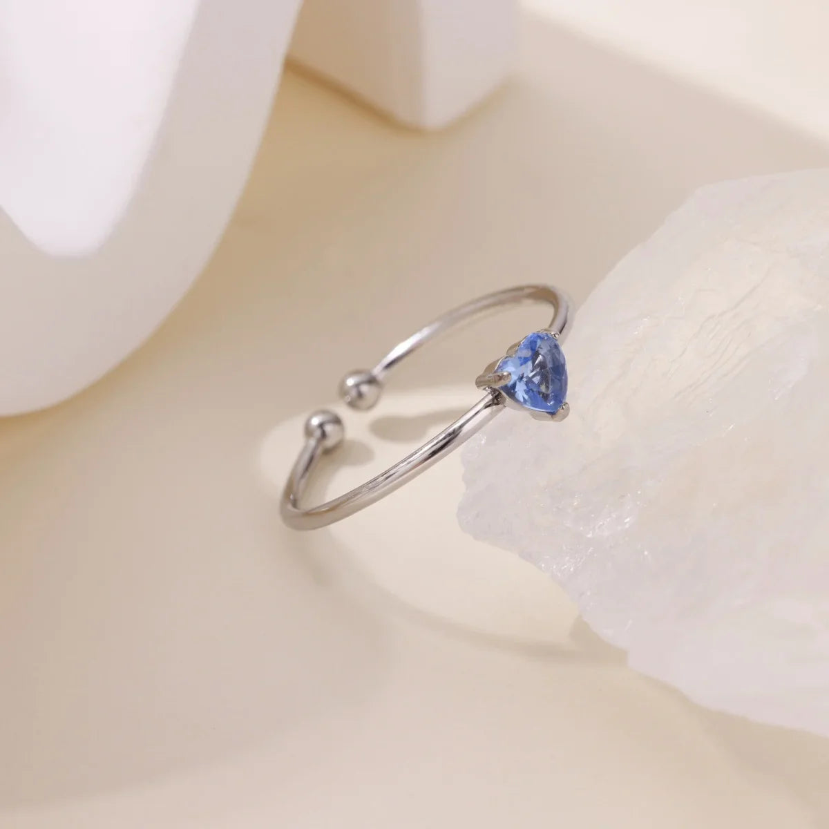2025 Birth Colorful Cubic Zircon Heart Opening Rings For Women Fashion Dainty Stainless Steel Princess Ring Jewelry Wedding Gift Vera Lux