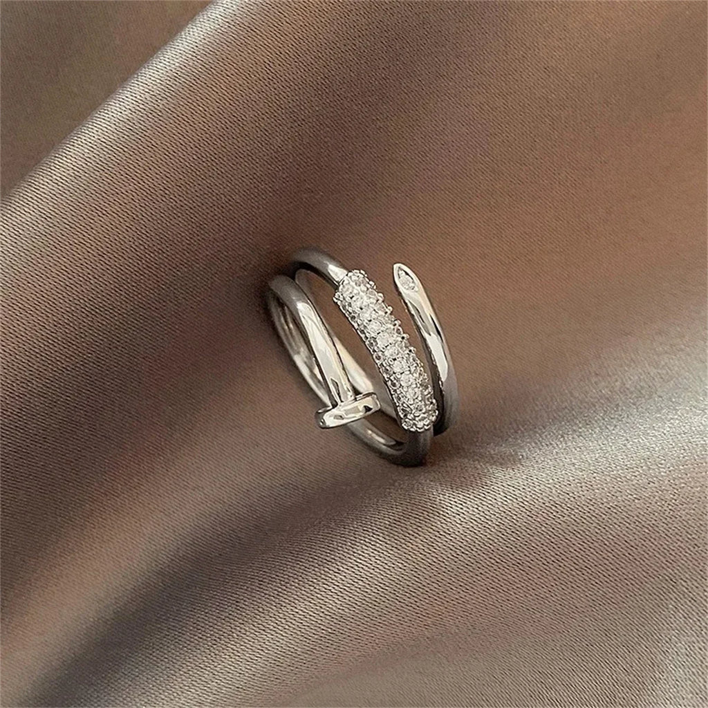 Minimalist Cold Style Micro Paved CZ Nail Rings for Women High-end Personalized Open Ring Fashion Accessories Vera Lux