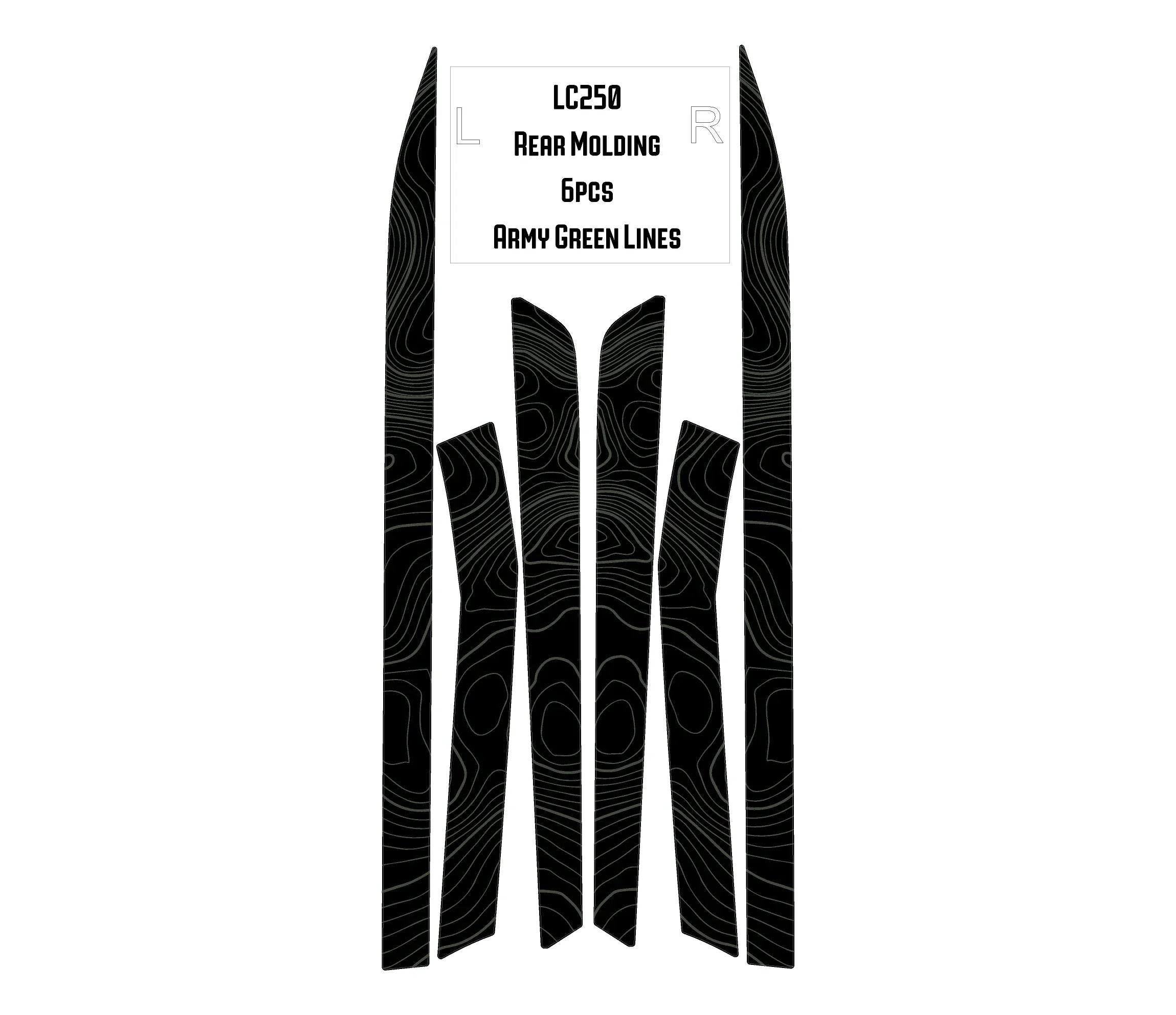 Topographic Rear Trim Overlays (6pcs) - 2024+ Land Cruiser / GX 550 StickerFab
