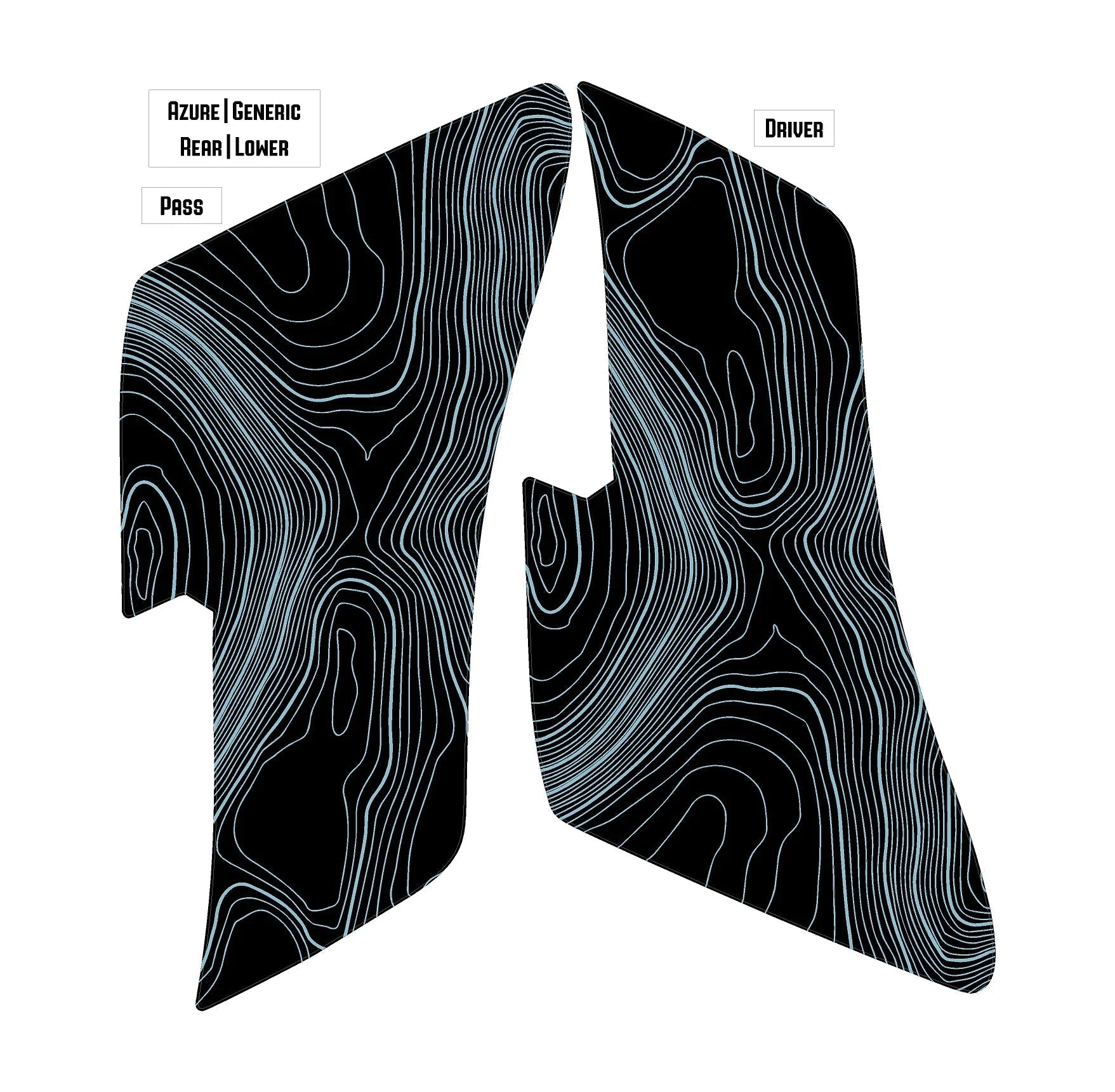 Topo Rear Interior Lower Door Card Insert Overlays (Printed Series) - 2021+ Bronco 4 Door StickerFab