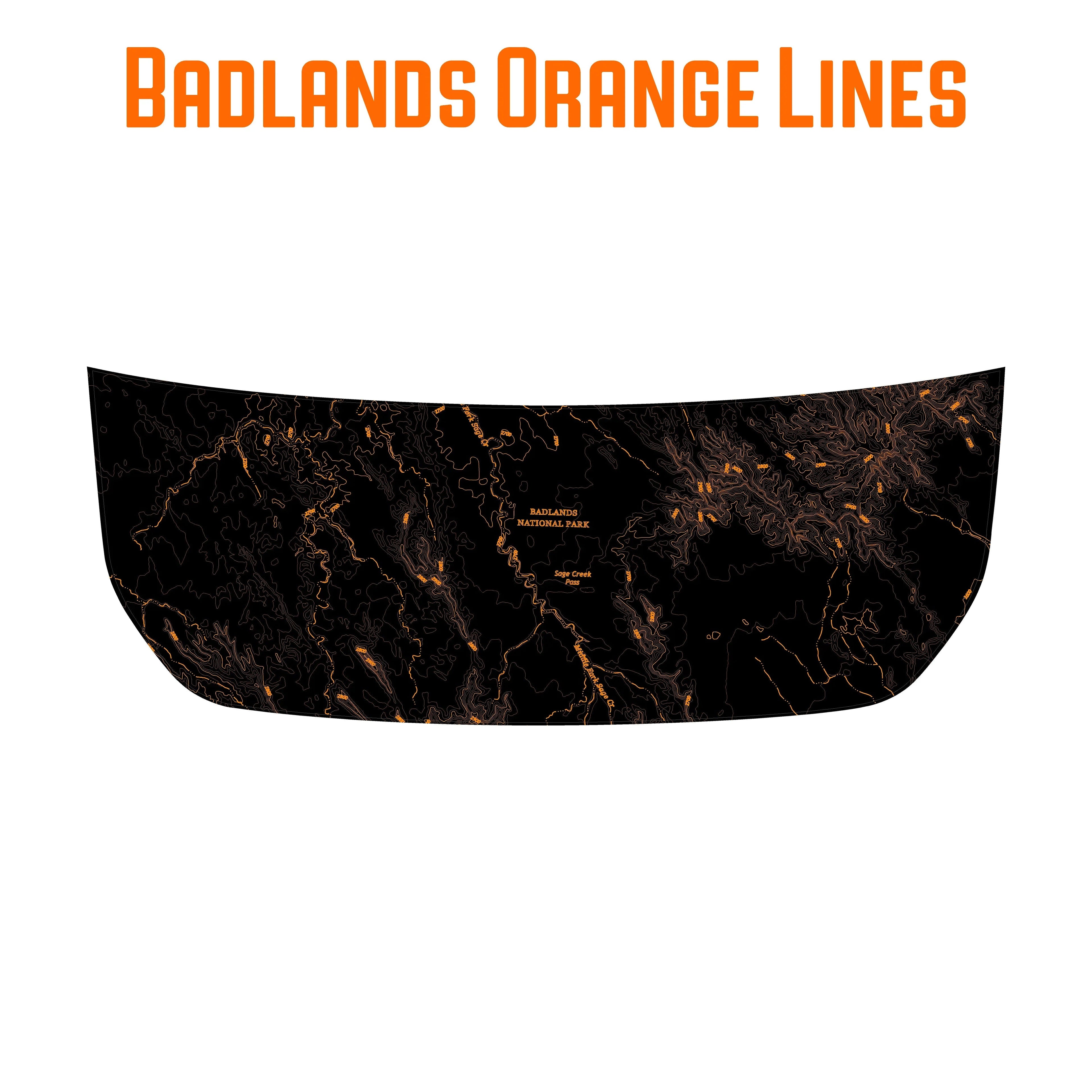 Stealth Black Badlands Topographic Map Hood Overlay (Printed Series) - 2021+ Bronco StickerFab