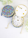 Blue Ditsy Print Jewelry Pouch Ash & Rose