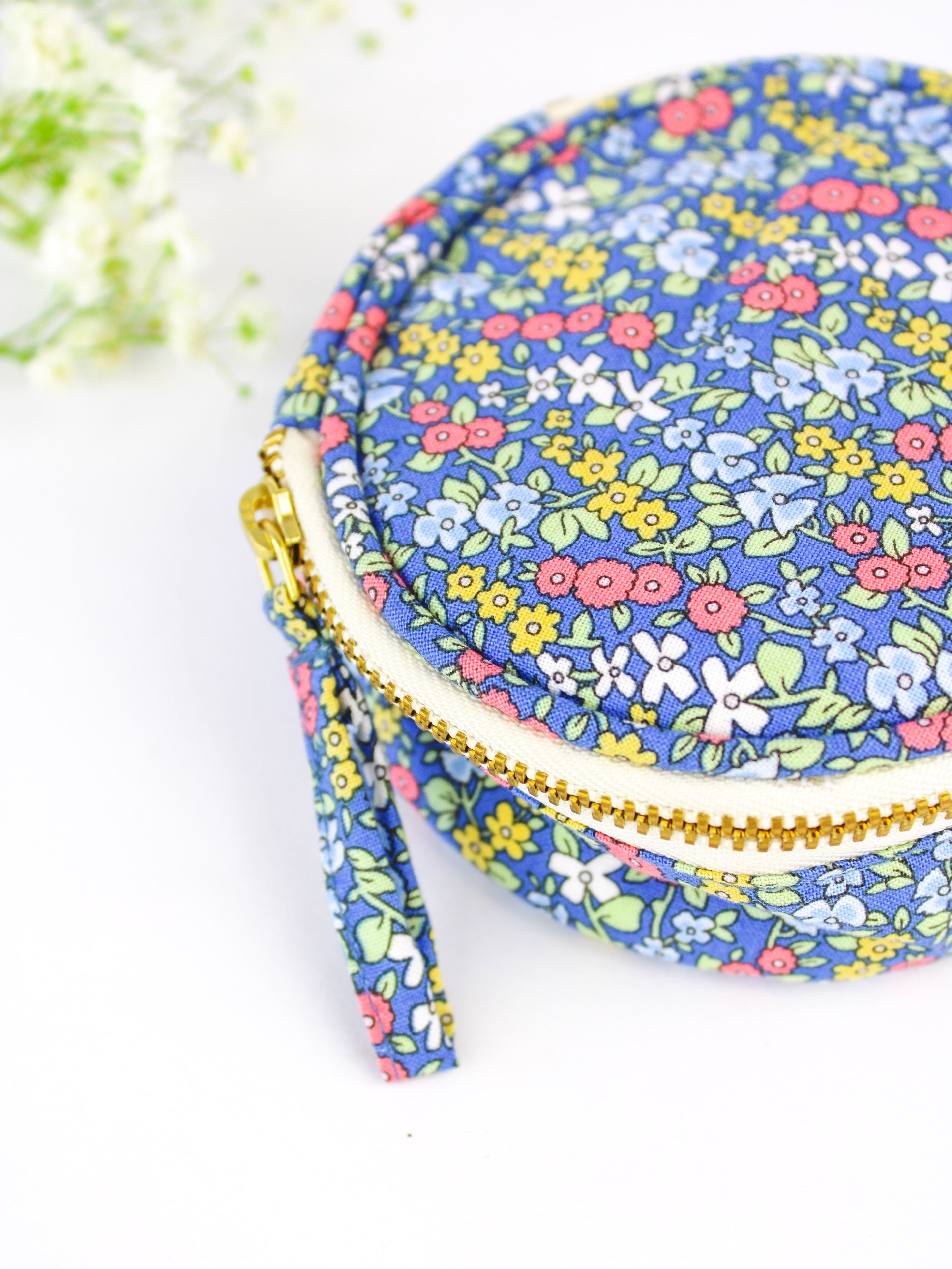 Blue Ditsy Print Jewelry Pouch Ash & Rose
