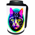 3dRose Cool portrait of a magical cat with a mystical sign on... - Can Cooler Bottle Wrap (cc-379300) 3dRose