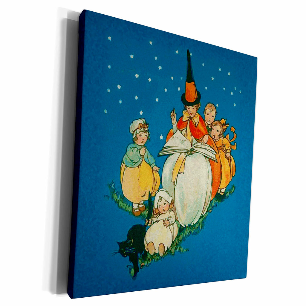 3dRose Vintage Halloween Good Witch Reading to Children,... - Museum Grade Canvas Wrap (cw_290233) 3dRose
