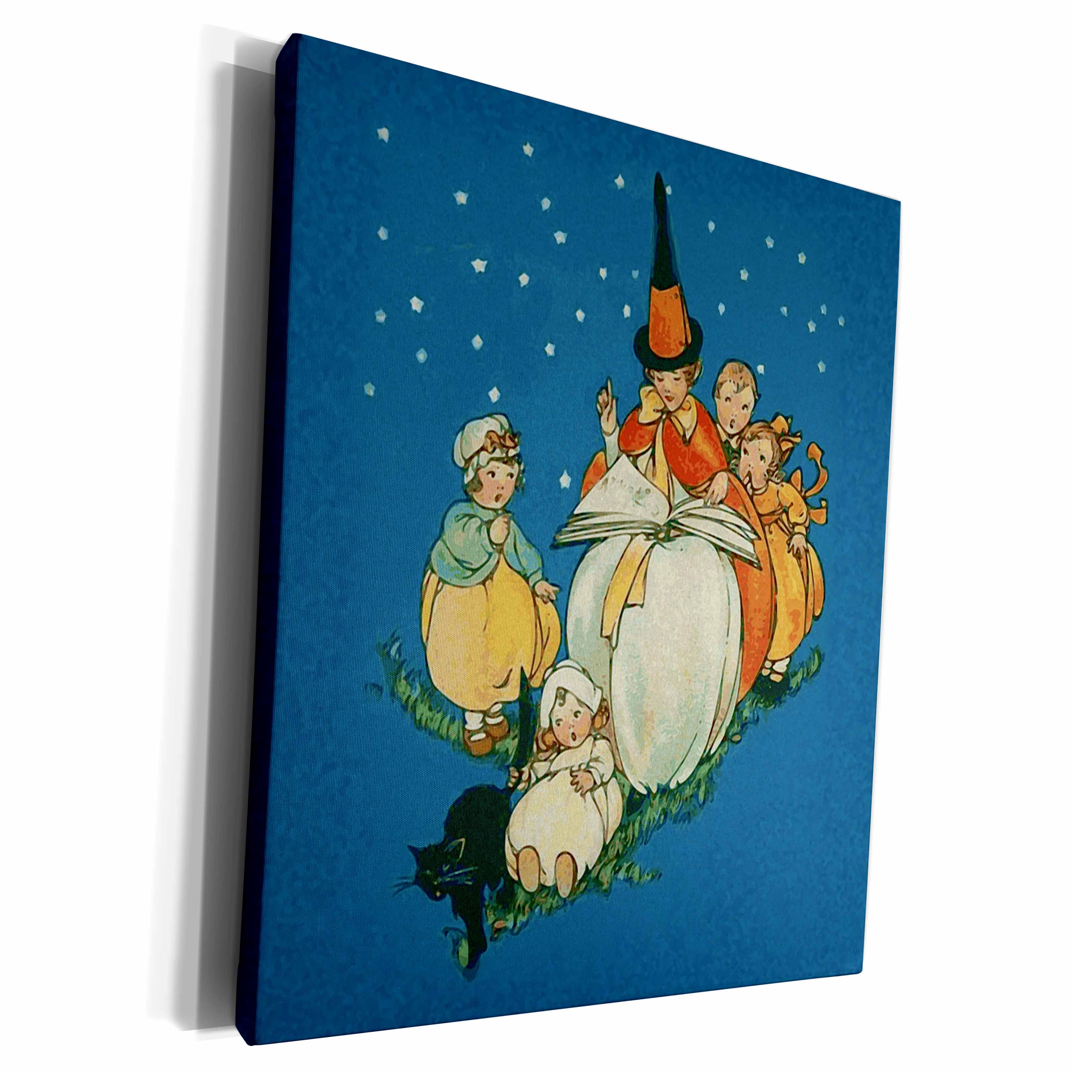 3dRose Vintage Halloween Good Witch Reading to Children,... - Museum Grade Canvas Wrap (cw_290233) 3dRose