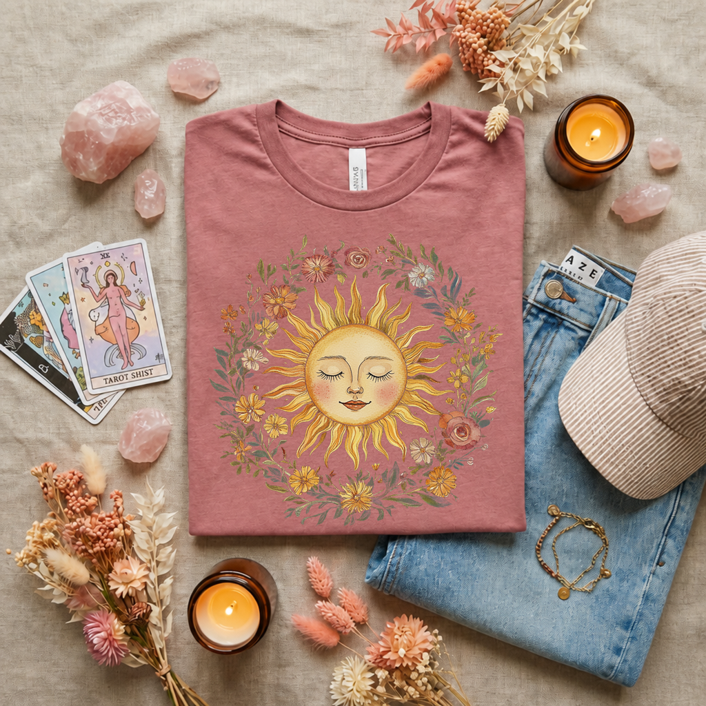 Celestial Sun Tee | Mystical Sun Graphic T-Shirt Spill The Tea Sis Apothecary