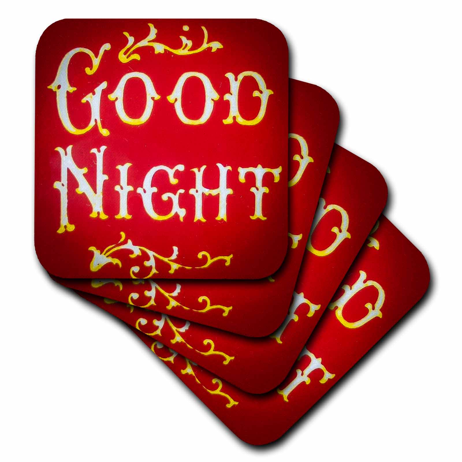 3dRose Vintage Good Night Magic Lantern Slide Early Days of Cinema - Coasters (cst-359078) 3dRose