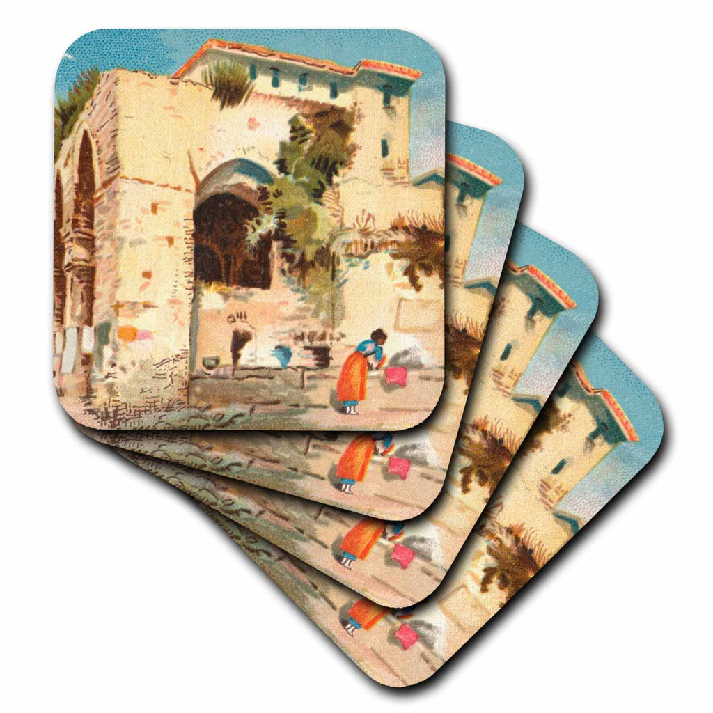3dRose Italian House Architecture Art Romantic Vintage Italy Home Europe - Coasters (cst-371855) 3dRose