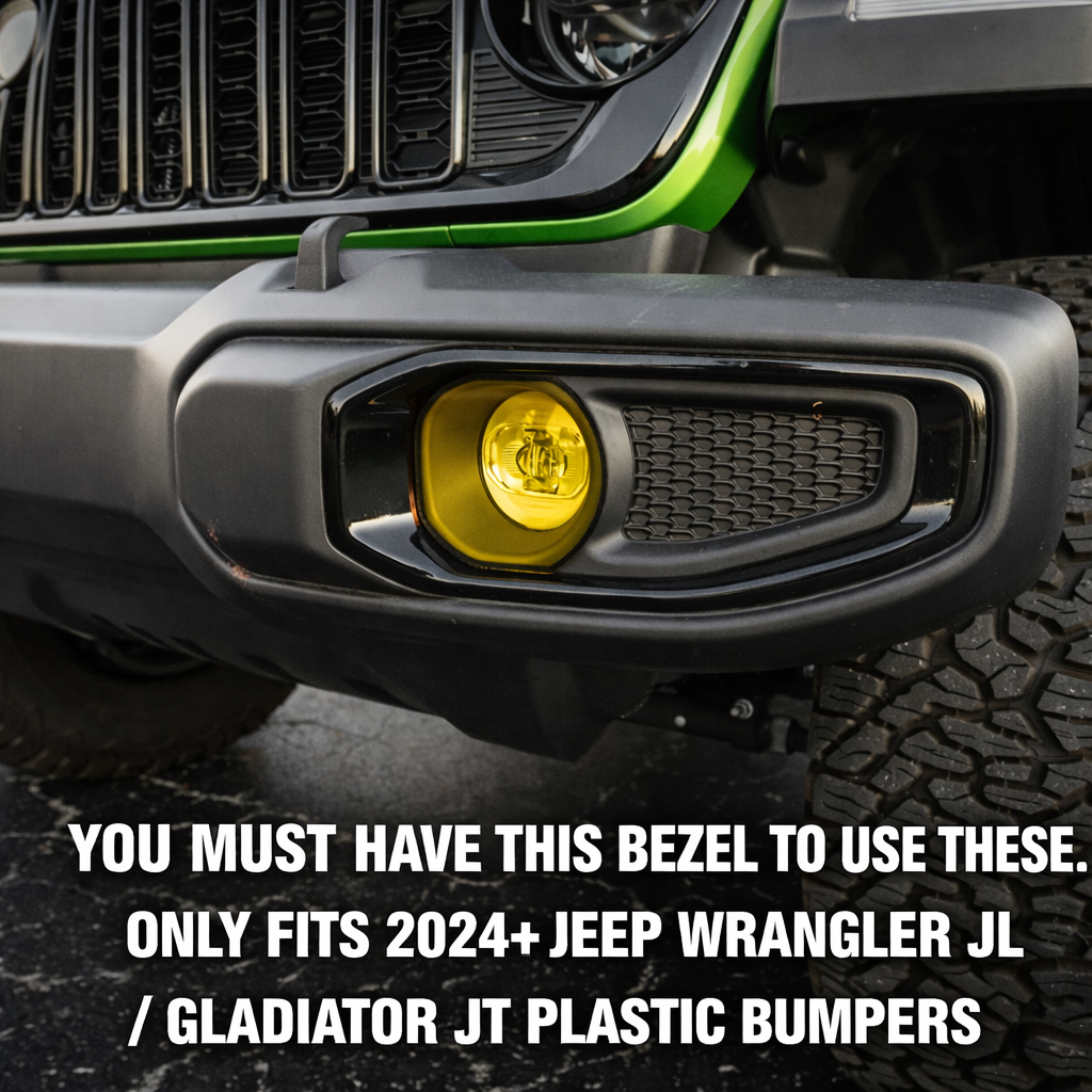 Acrylic Fog Light Lenses (Yellow / Amber) - 2024+ Wrangler JL / Gladiator JT (Plastic Bumper) StickerFab
