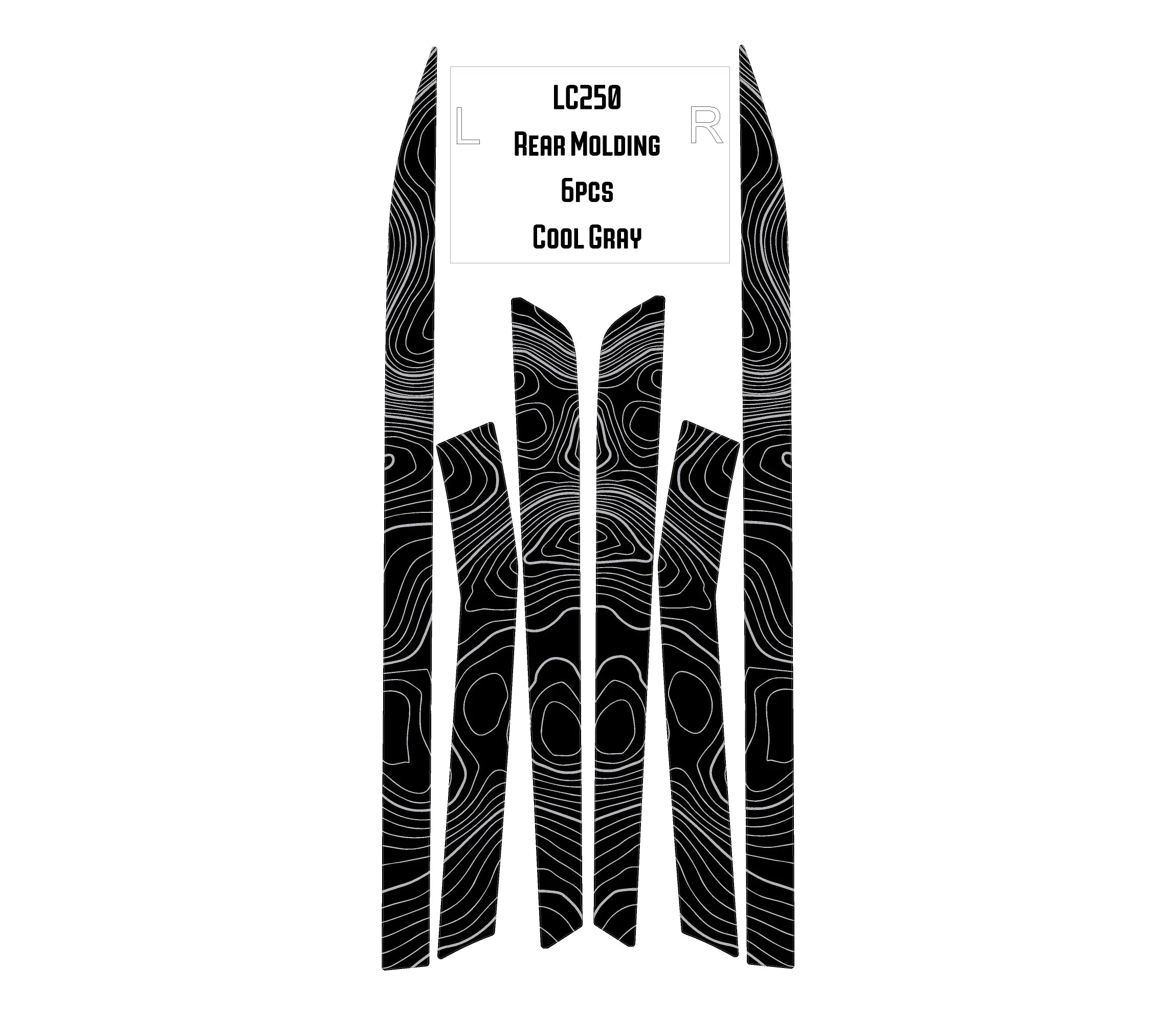 Topographic Rear Trim Overlays (6pcs) - 2024+ Land Cruiser / GX 550 StickerFab