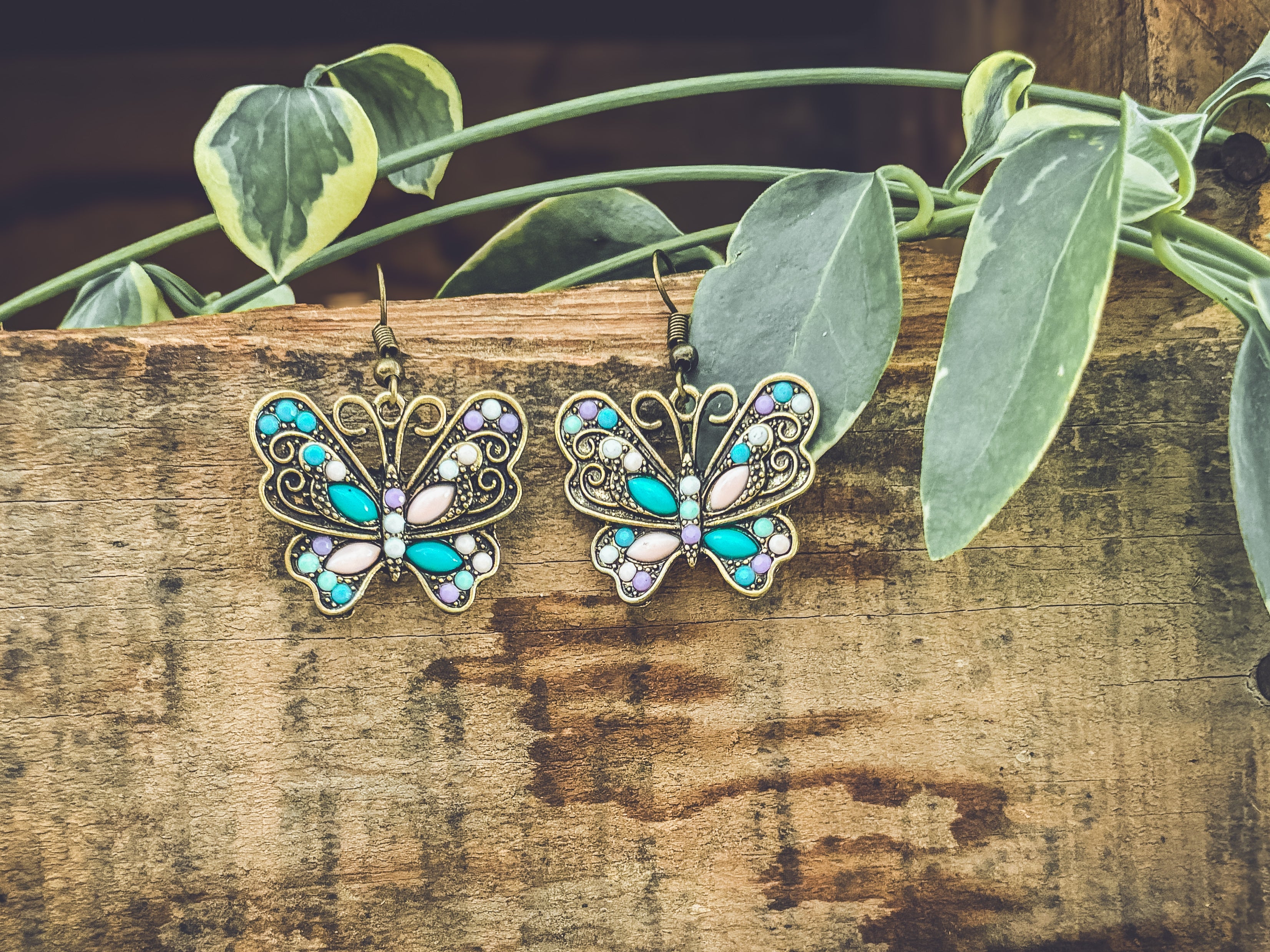 Beautiful Vintage Inspired Butterfly Earrings Rooted Home Goods