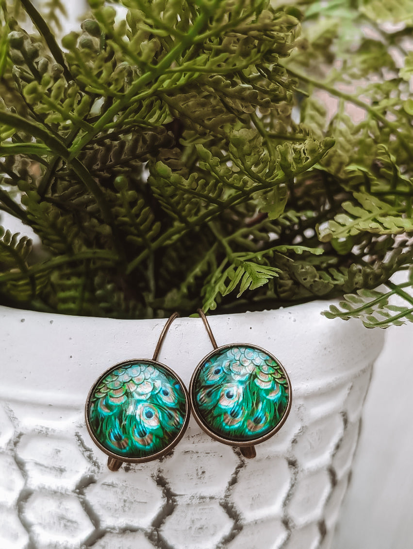 Beautiful Vintage Peacock Earrings Rooted Home Goods