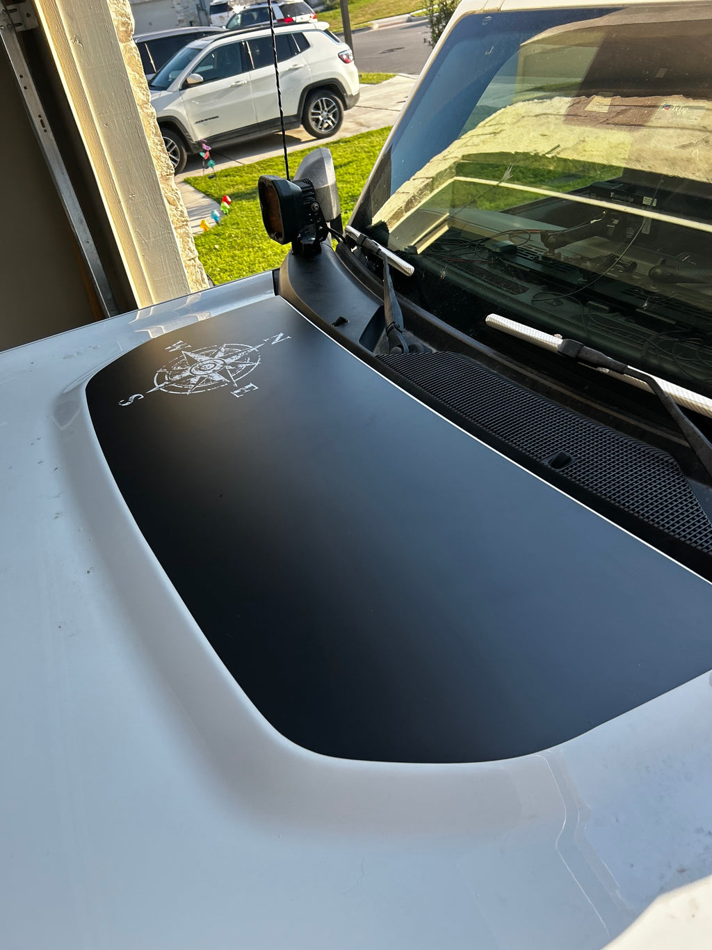 Stealth Black Compass Rose Hood Overlay (Printed Series) - 2021+ Bronco StickerFab