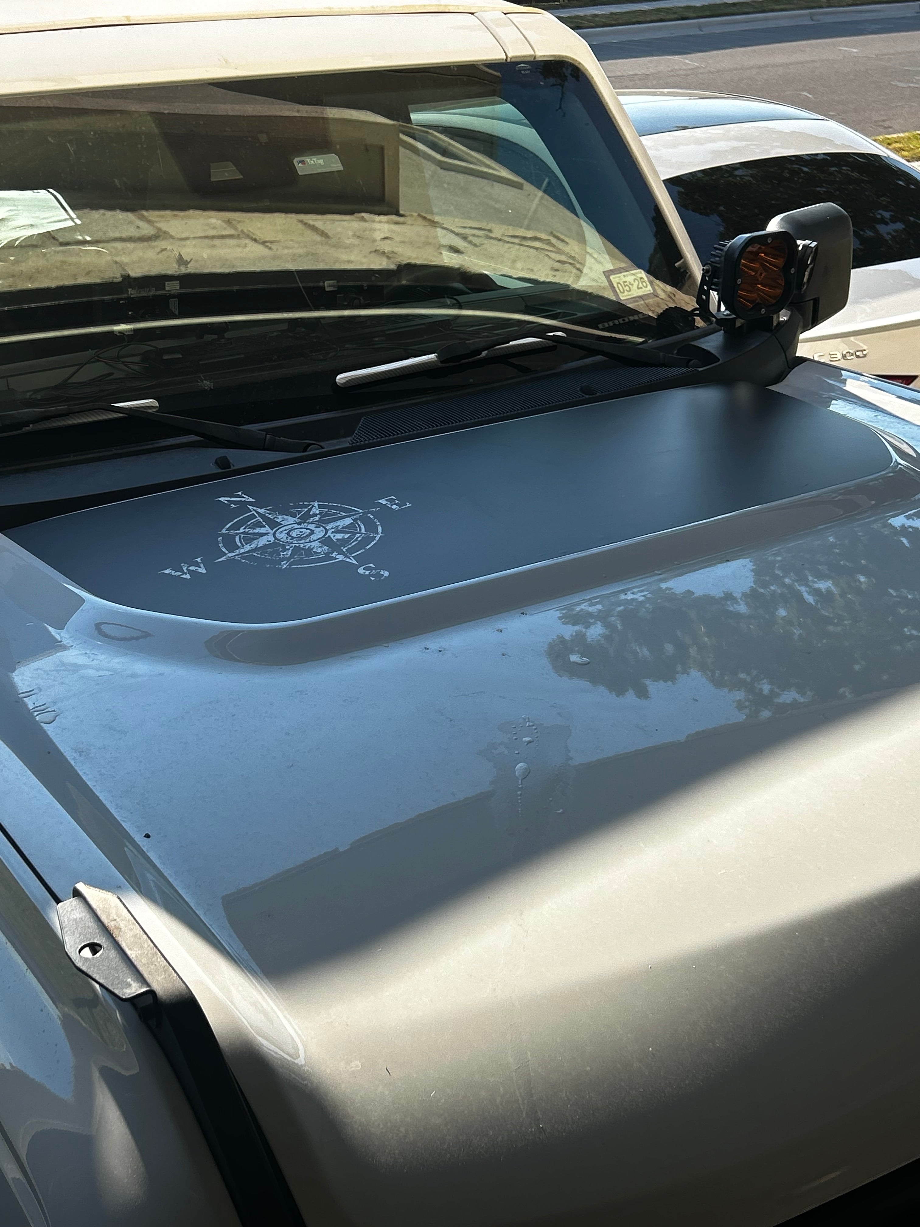 Stealth Black Compass Rose Hood Overlay (Printed Series) - 2021+ Bronco StickerFab