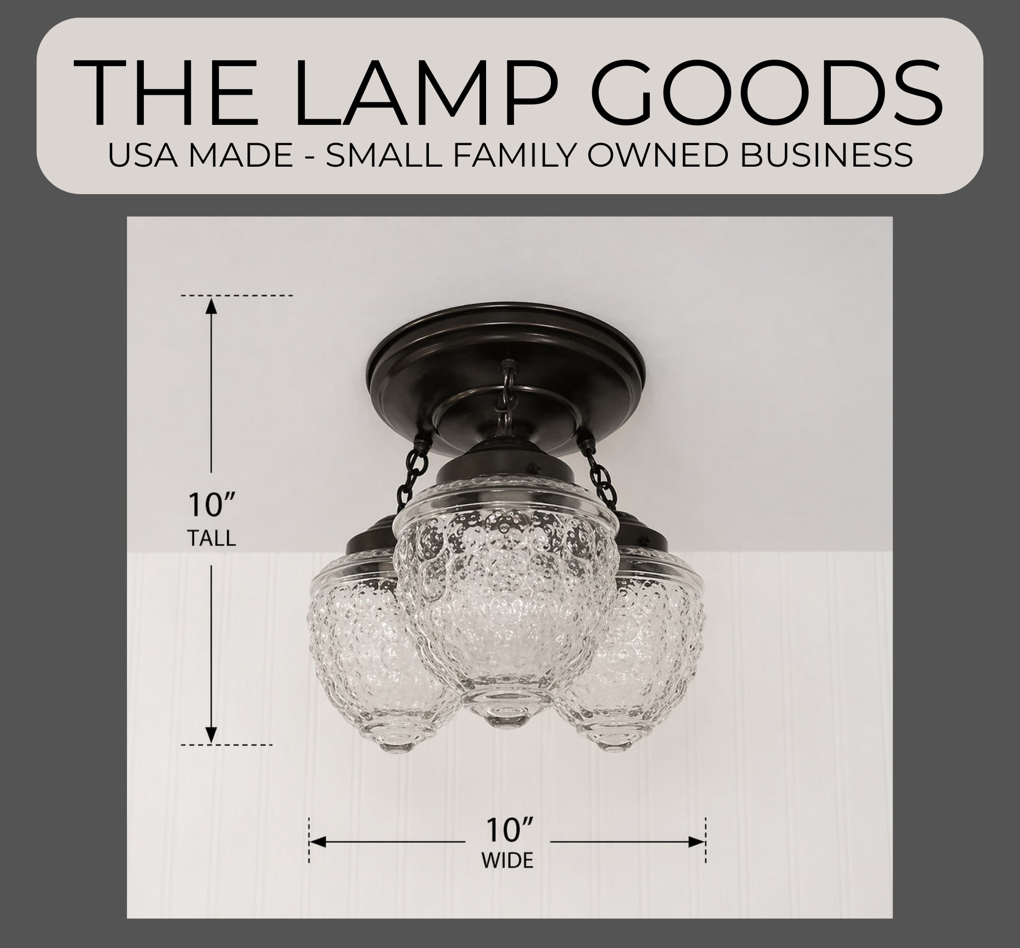 Antique Acorn Glass Ceiling Light | 3-Light Chain Trio The Lamp Goods