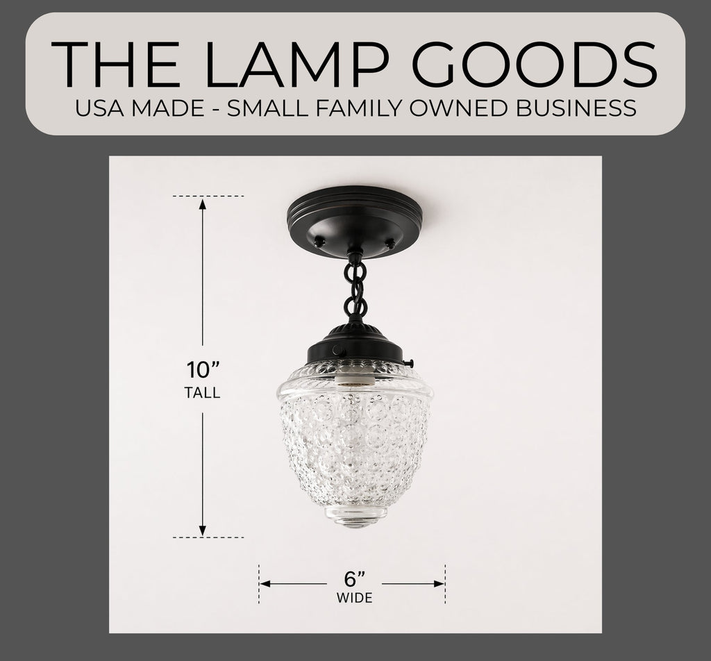 Antique Acorn Glass Ceiling Light with Chain | 6″ The Lamp Goods