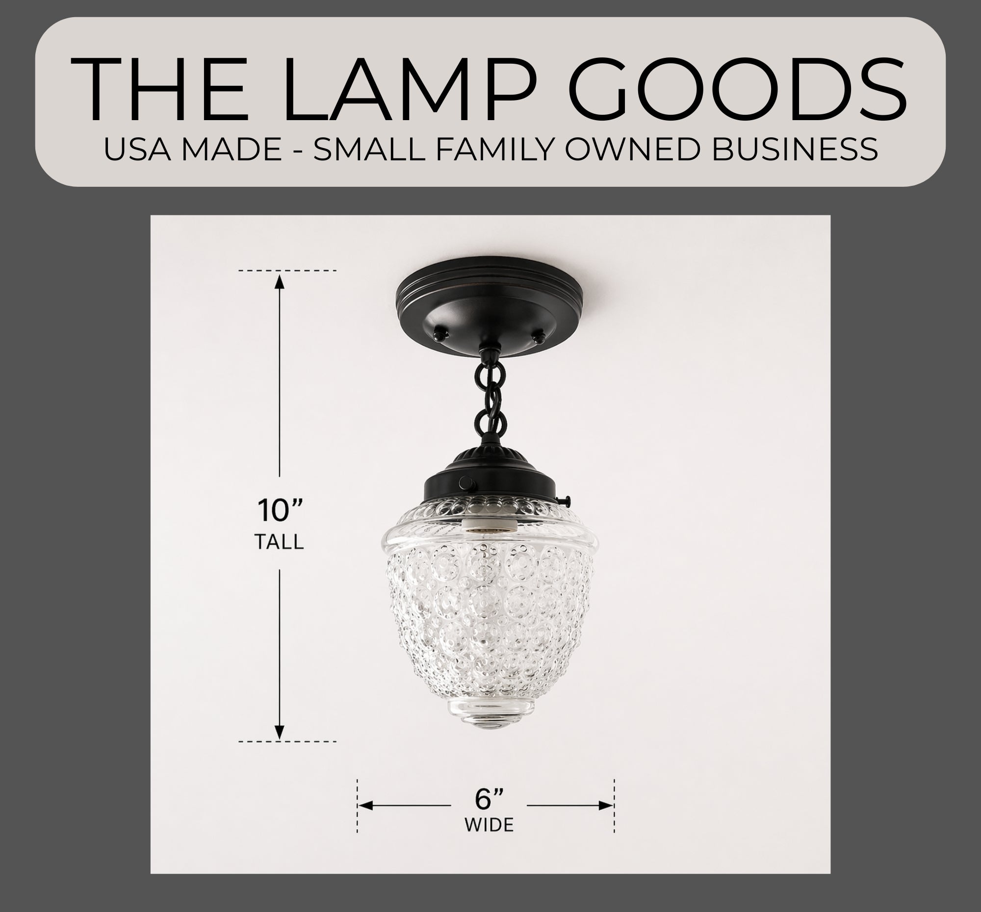 Antique Acorn Glass Ceiling Light with Chain | 6″ The Lamp Goods