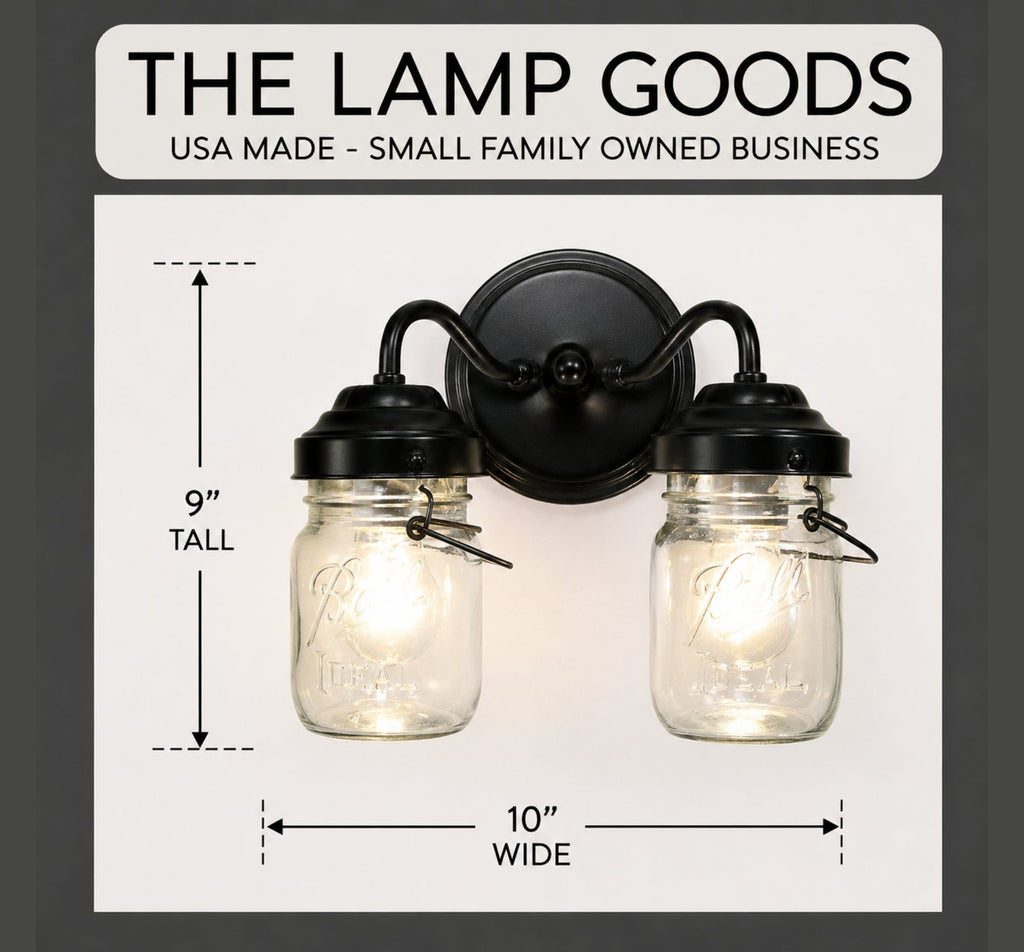 Mason Jar WALL LIGHT Double Sconce The Lamp Goods