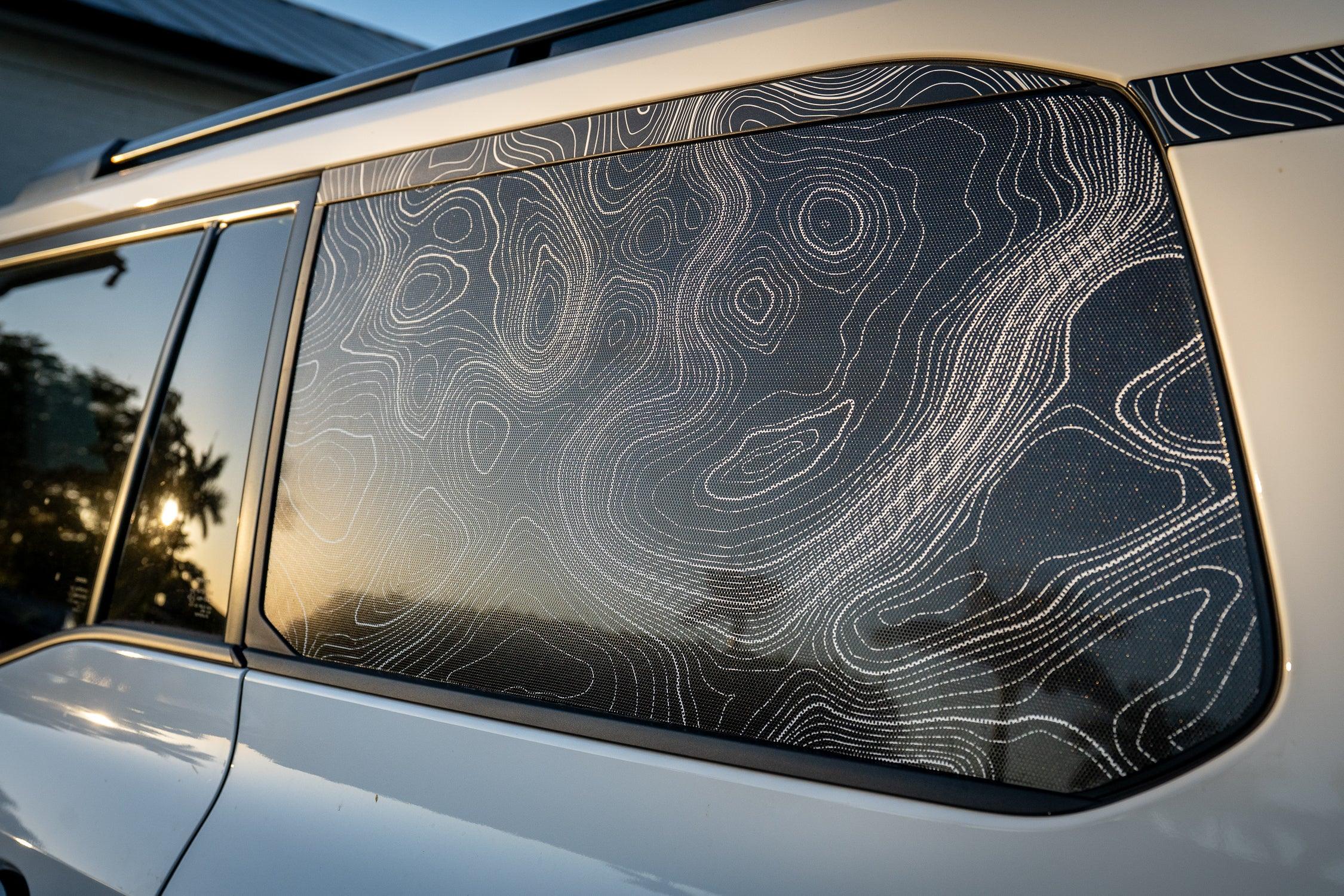 Topographic Rear Window Map Overlays V3 (Perforated) - 2024+ Land Cruiser StickerFab