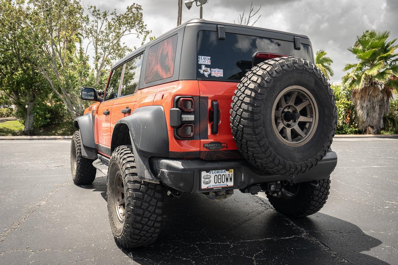 Safari Topo Middle Tailgate Overlays - 2021+ Bronco StickerFab