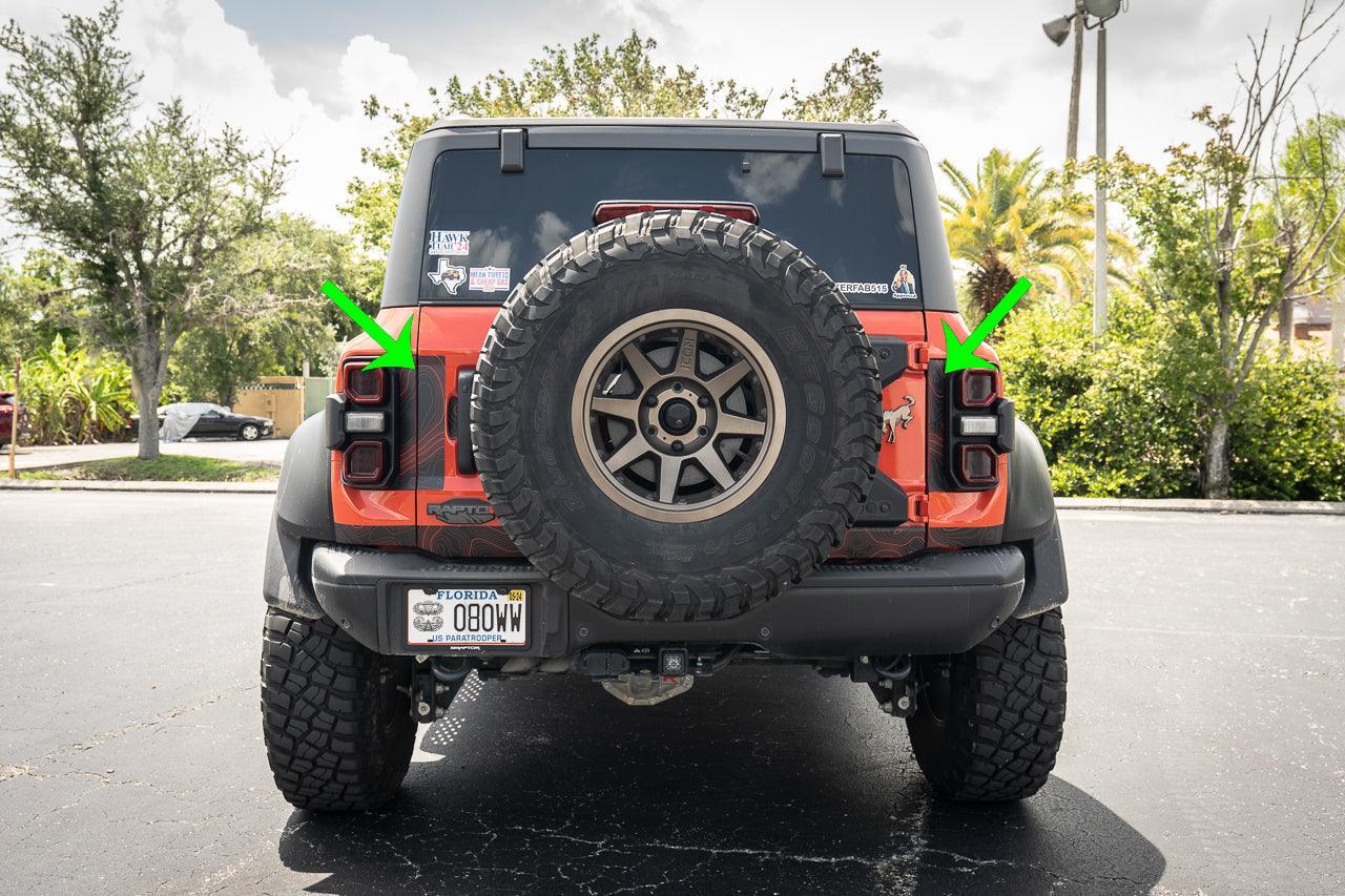 Safari Topo Middle Tailgate Overlays - 2021+ Bronco StickerFab