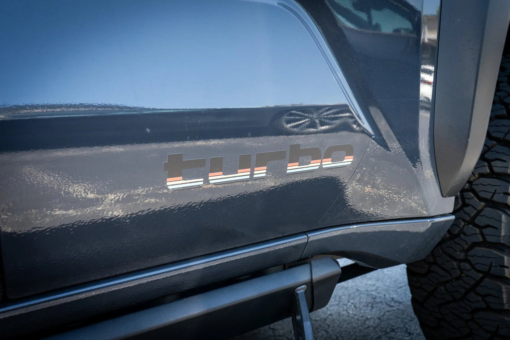 Turbo Retro Style Graphic Fender Decals (Pair) - Universal StickerFab
