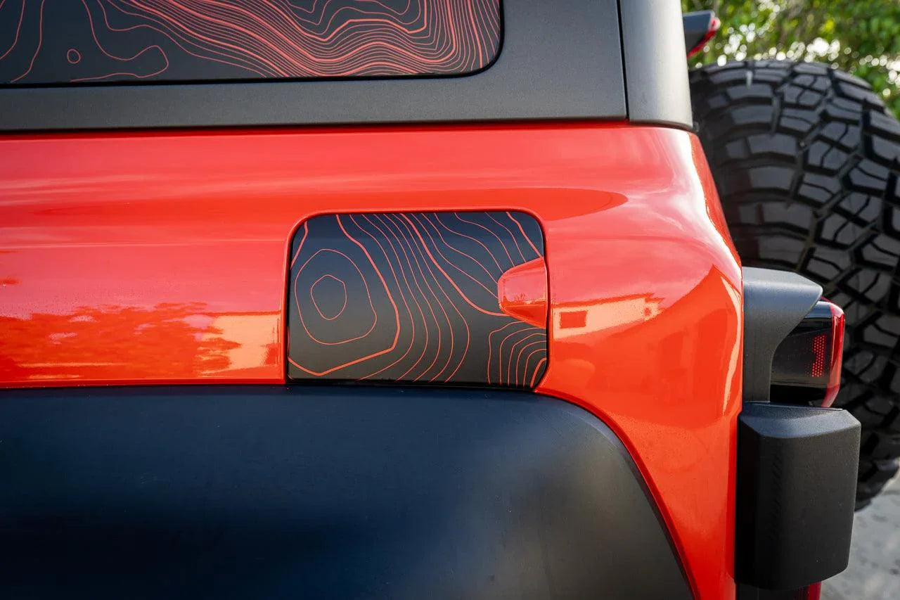 Printed Series Stealth Topo Fuel Door Overlay - 2021+ Bronco StickerFab