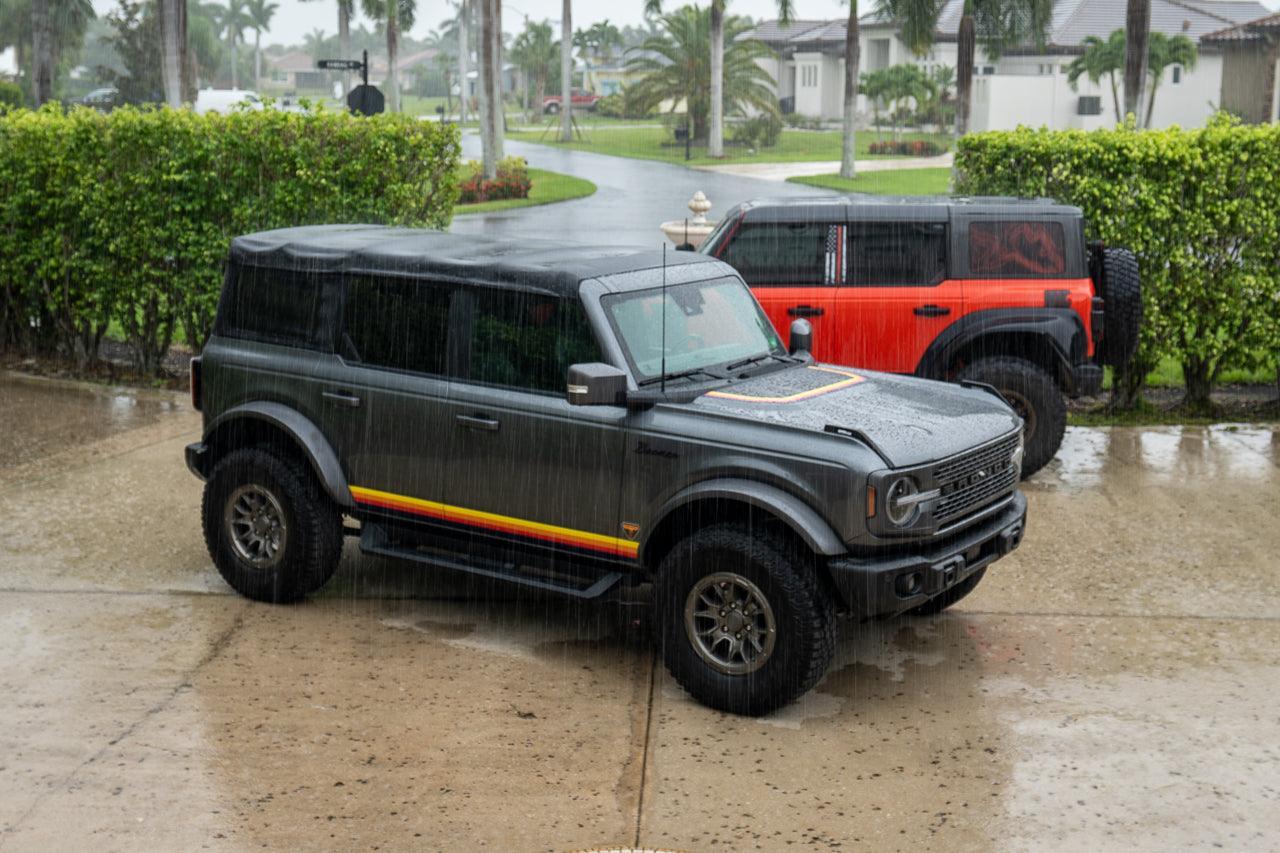 Badlands 5 Bar Retro Stripe Package (Hood, Lower Door Protection, Door Sills) - 2021+ Bronco StickerFab