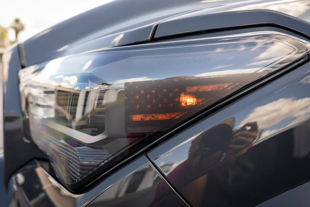 Distressed American Flag Front Sidemarker Overlays - 2024+ Tacoma / 2025+ 4Runner StickerFab