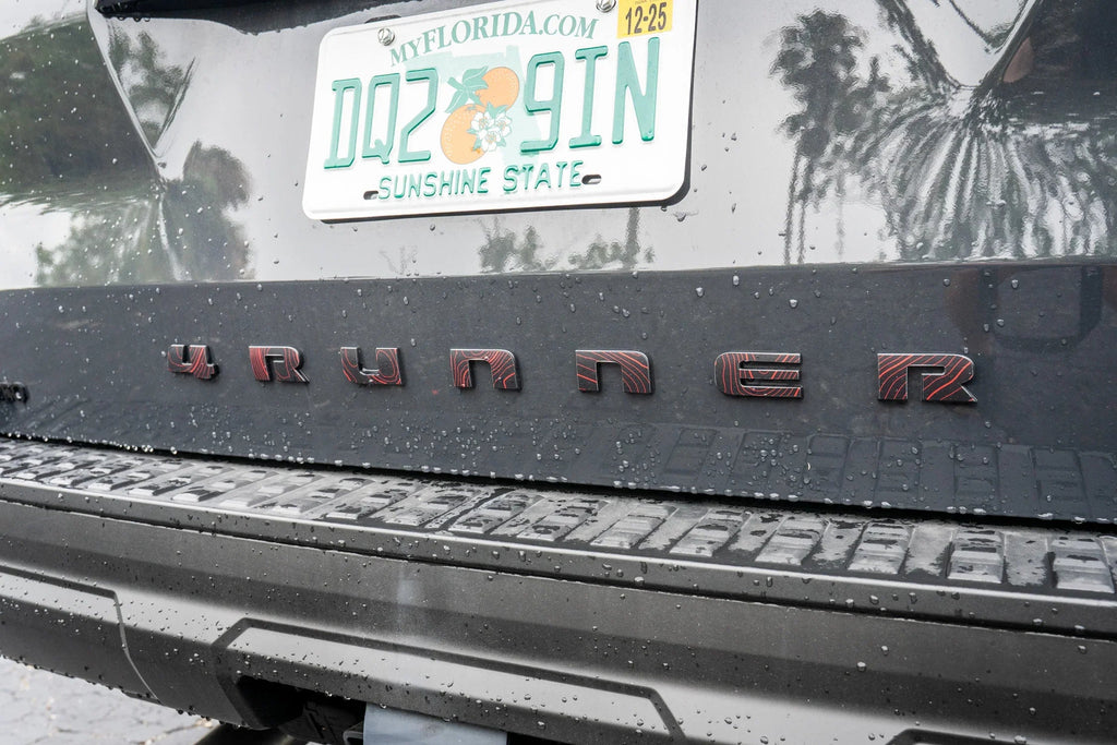 4RUNNER Topographic Rear Liftgate Emblem Overlays - 2025+ 4Runner StickerFab