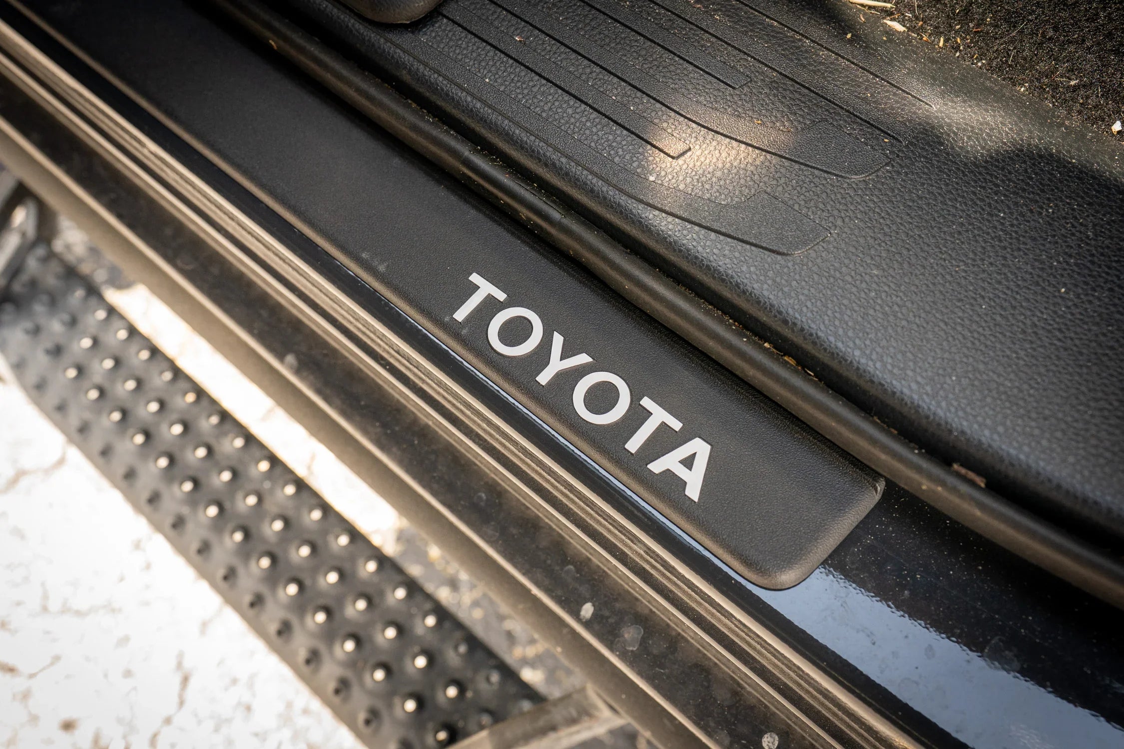 TOYOTA Front Door Sill Letter Overlays - 2024+ Tacoma / 2025+ 4Runner StickerFab