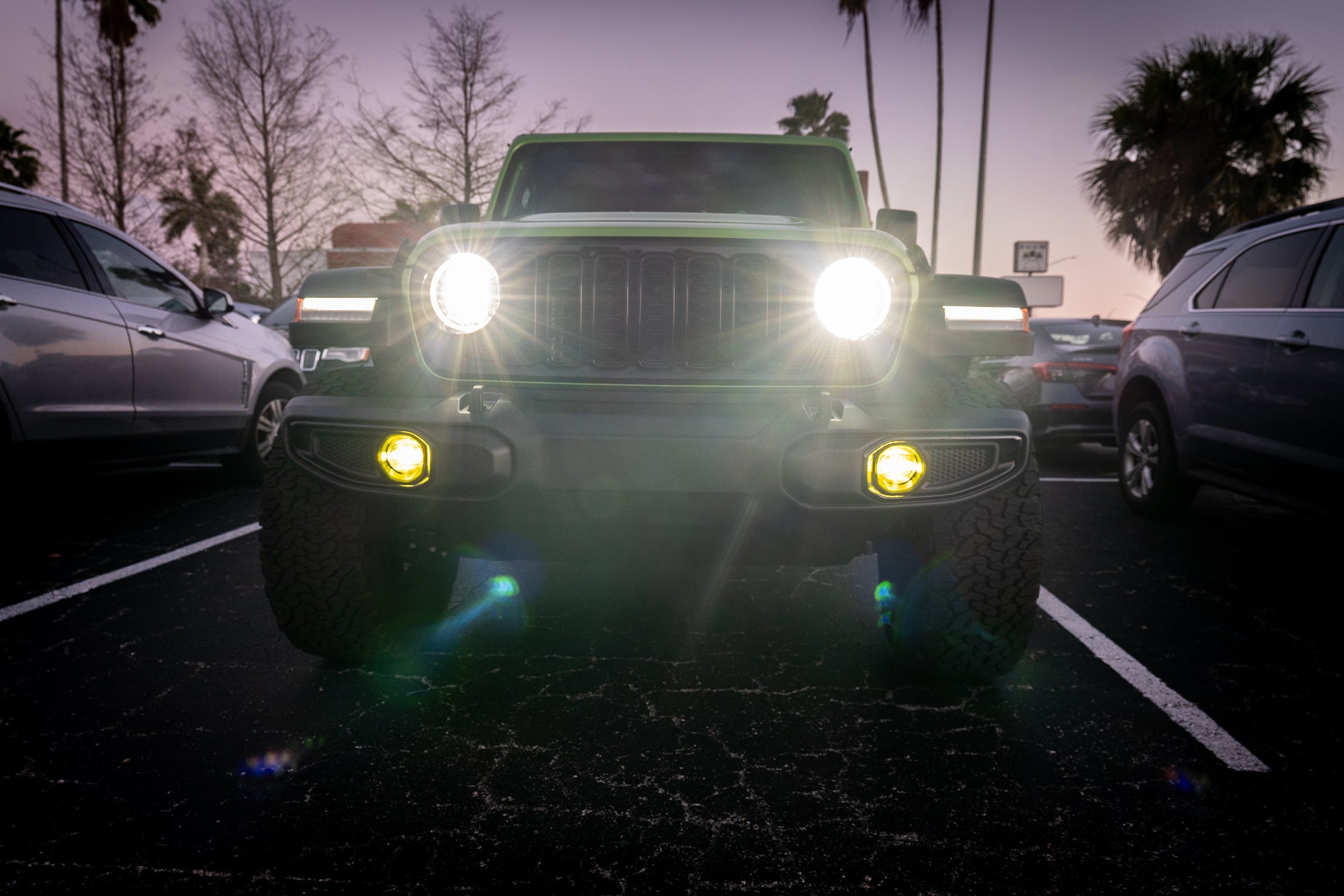 Acrylic Fog Light Lenses (Yellow / Amber) - 2024+ Wrangler JL / Gladiator JT (Plastic Bumper) StickerFab