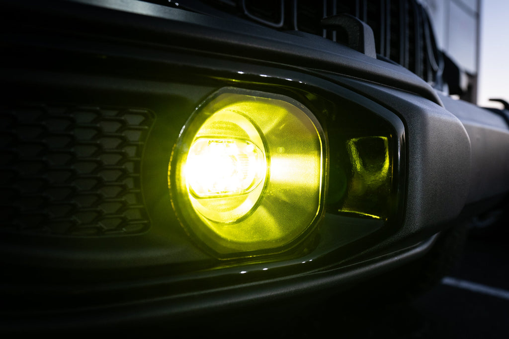 Acrylic Fog Light Lenses (Yellow / Amber) - 2024+ Wrangler JL / Gladiator JT (Plastic Bumper) StickerFab