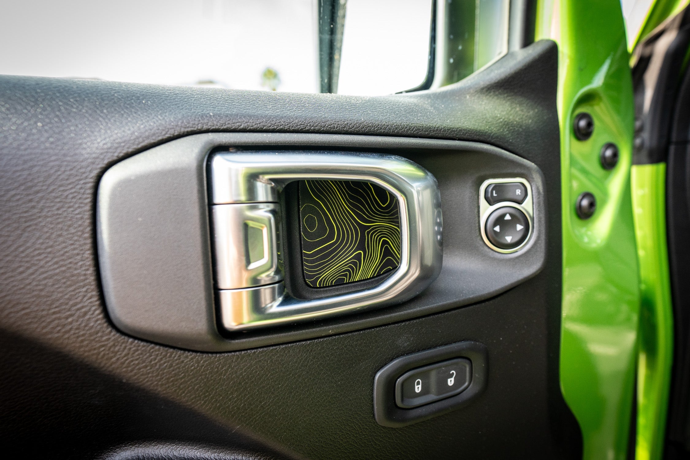 Topographic Map Interior Door Cup Overlays - 2018+ Wrangler JL / Gladiator JT StickerFab